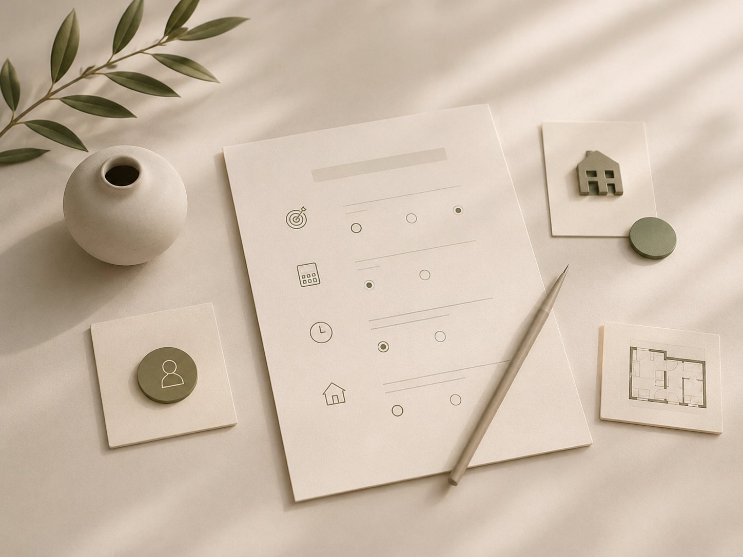 A buyer file form with goal, budget, timing, and property type fields