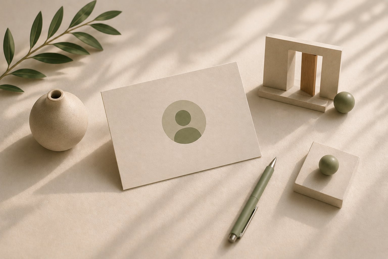 A single profile card on a desk — the chosen developer