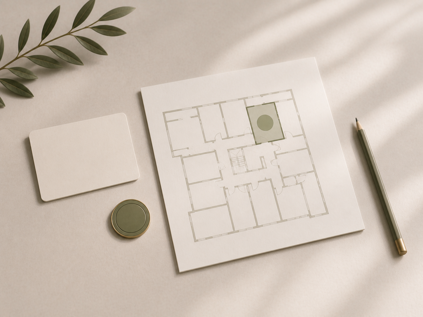 Floor plan with marker indicating a booked unit